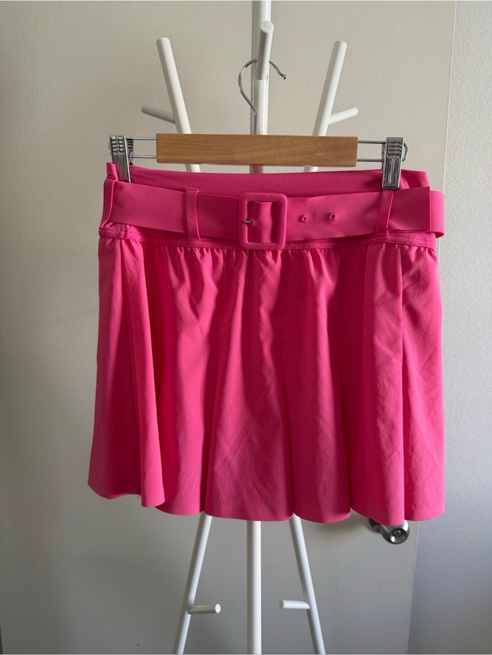High-Waist Hot Pink Belted Mini Skirt